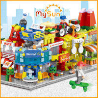 Bộ đồ chơi lego thành city phố xếp mô hình nhà hàng, siêu thị, cà phê sáng tạo cho bé gái, trai.