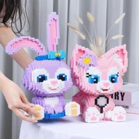 Bộ đồ chơi logo lắp ráp logo xếp hình 3D mô hình nhân vật đáng yêu kích thước to, hoạt hình thỏ tím, hổ đầu lân
