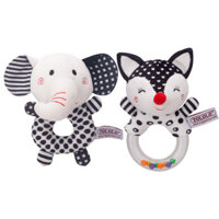 Bộ đồ chơi lục lạc tay hình thỏ và voi cho trẻ sơ sinh TOLOLO, bộ túi có khóa kéo, đồ chơi lục lạc RPVY