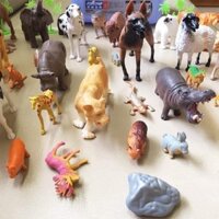 Bộ đồ chơi mô hình động vật và cây cối 58 chi tiết có hộp đựng ,Đồ chơi mô hình con vật cho bé khám phá thếhình