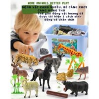 Bộ đồ chơi mô hình thú nhựa 46 chi tiết gồm 34 con động vật hoang dã