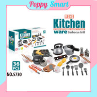 Bộ đồ chơi nấu ăn 36 món có bếp có nhạc và đèn, thiết kế y như thật, đồ chơi nấu ăn cho bé từ 2 đến 8 tuổi