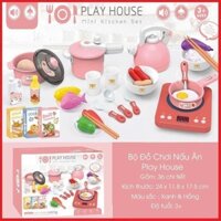 Bộ đồ chơi nấu ăn 36 món có bếp có nhạc và đèn, thiết kế y như thật, đồ chơi nấu ăn cho bé từ 2 đến 8 tuổi