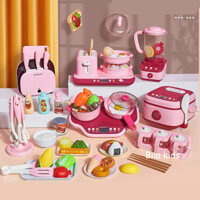 Bộ đồ chơi nấu ăn nhà bếp cho bé  có nồi cơm điện, bếp từ, máy nướng bánh mì,máy say, hiệu ứng khói, âm thanh