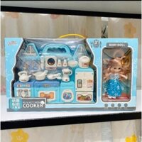 Bộ đồ chơi nấu ăn nhà bếp và búp bê chibi dễ thương dành cho bé 506-90(N54)