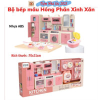 Bộ Đồ Chơi Nấu Ăn Nhà Bếp Kitchen Màu Hồng Phấn Mô Phỏng Dụng Cụ Nhà Bếp Cho Bé.Tiệm Nhà Sóc