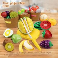 Bộ đồ chơi nhà bếp cắt rau củ, trái cây, thực phẩm 3 trong 1 kèm 3 giỏ đựng có hộp