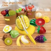 Bộ đồ chơi nhà bếp cắt rau củ, trái cây, thực phẩm 3 trong 1 kèm 3 giỏ đựng có hộp