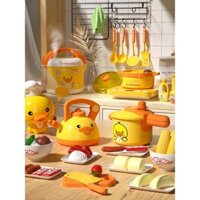 Bộ đồ chơi nhà bếp giả vờ cho trẻ em Little Yellow Duck, trò chơi nấu ăn giáo dục cho bé trai và bé gái