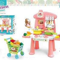 Bộ Đồ Chơi Nhà Bếp Nấu Ăn mini Kèm Xe Đẩy Cho Bé - MHS7522