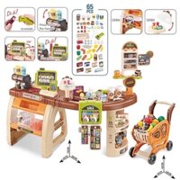 Bộ đồ chơi quầy siêu thị kèm máy tính tiền, máy quẹt thẻ âm thanh vui nhộn cỡ đại - kèm phụ kiện xe đẩy