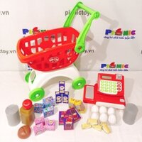 Bộ đồ chơi quầy tính tiền và xe đẩy siêu thị loại lớn