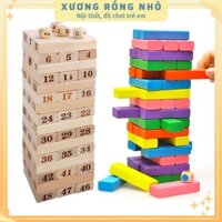 Bộ đồ chơi rút gỗ 48 thanh - kèm 4 xúc xắc gỗ (Loại To)- Xếp Hình Domino Xả Stress bằng gỗ thông tự nhiên,Xương Rồng Nhỏ