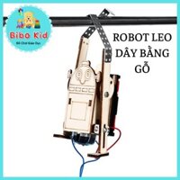 Bộ đồ chơi sáng tạo STEAM tự làm robot leo dây bằng gỗ cho bé