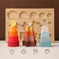 Bộ đồ Chơi Silicone Montessori Khối Xây Dựng Tự Làm Đồ Chơi Xây Dựng Teethers Khối Cân Bằng Đồ Chơi