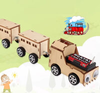 Bộ Đồ Chơi Stem – Đồ chơi gỗ lắp ghép tàu hỏa chạy bằng pin AA, đồ chơi sáng tạo giáo dục theo phương pháp STEM STEAM