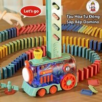 Bộ Đồ Chơi Tàu Hỏa Domino - Tàu Hỏa Chạy Tự Động Thả Domino Có Hiệu Ứng Đèn Với Nhiều Mãnh Domino Phát Triển Tư Duy