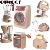 Bộ đồ chơi thiết bị nhà bếp QTWOOF, Dụng cụ nấu ăn bằng điện Đồ chơi thiết bị nhà bếp trẻ em, Máy pha cà phê Máy hút bụi Máy làm bánh mì Lò nướng có âm thanh nhẹ Nhà chơi trẻ em