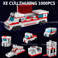 Bộ đồ chơi thông minh bé trai: lego xe cứu thương 1000pcs, lego bác sĩ