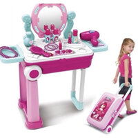 Bộ Đồ Chơi Trang điểm Vali kéo 2in1 cho bé gái màu hồng cực xinh-Vali kéo trang điểm hàng cao cấp