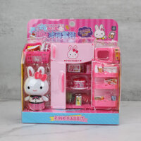 Bộ đồ chơi trẻ em thỏ hồng, bộ tủ lạnh công chúa, nhà bếp, máy giặt, máy tính tiền, trò chơi giả vờ cho bé gái