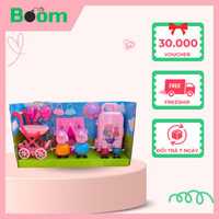 Bộ Đồ Chơi Vali Gia Đình Heo Peppa Hồng, Nhà Búp Bê, Quà Tặng Dễ Thương Cho Bé - Đồ chơi nhà Boom 886-1A
