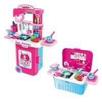 Bộ Đồ Chơi Vali Kéo Nấu Ăn 3in1 Màu Hồng-Kitchen Đồ chơi bếp nấu ăn cho bé