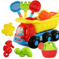 Bộ đồ chơi xe 6 bánh xúc cát, hạt muồng