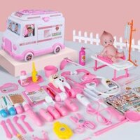 Bộ đồ chơi xe cứu thương cao cấp có nhạc, có đèn kèm 30 chi tiết cho bé nhập vai bác sĩ BBT 119