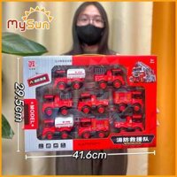 Bộ đồ chơi xe ô tô cứu hỏa trẻ em mô hình xe phun xịt nước chữa cháy xe bồn chở téc nước cho bé