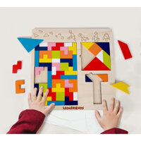 Bộ đồ chơi xếp gỗ Tangram 3 trong 1, Đồ chơi xếp gỗ trí tuệ cho bé LF0179 - LEO & FRIENDS