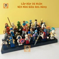 Bộ đồ chơi xếp hình lắp ghép 36 nhân vật mini siêu anh hùng (kèm tặng đế)