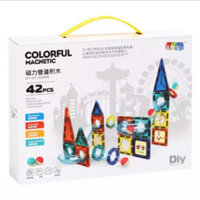 Bộ Đồ Chơi Xếp Hình Nam Châm 4D Magnetic Sticks cầu trượt thả bóng - 42 chi tiết