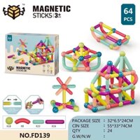 Bộ Đồ Chơi Xếp Hình Nam Châm MAGNETIC Cho Bé 36-64 Chi Tiết Phát Triển Trí Tuệ