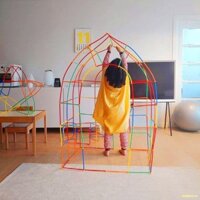 Bộ đồ chơi xếp hình que 3D 500 chi tiết cỡ lớn, đồ chơi lắp ghép que nối kích thích sáng tạo cho bé