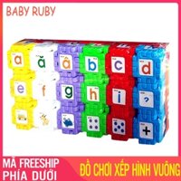 Bộ Đồ Chơi Xếp Hình Vuông - Bộ 108 Chi Tiết Nhựa Cao Cấp An Toàn - Đồ chơi xếp hình bộ đồ chơi xếp hình vuông lớn đồ chơi xếp hình cho bé đồ chơi xếp hình trí tuệ đồ chơi xếp hình bằng nhựa - Baby Ruby