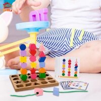 Bộ đồ chơi xếp tự bằng gỗ Bộ viền hạt phù hợp với hình dạng màu sắc Đồ chơi đính cườm Đồ chơi cho trẻ mới biết đi Trẻ em Quà tặng Giáng sinh