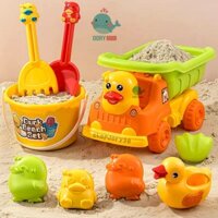 Bộ đồ chơi xúc cát hình vịt, đồ chơi xúc cát có xe chở cát, đồ chơi bãi biển