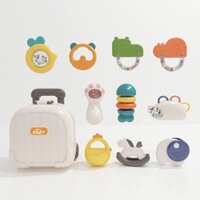 Bộ đồ chơi xúc xắc gặm nướu silicon cầm tay an toàn cho bé - lục lạc cho trẻ sơ sinh