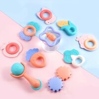 Bộ đồ chơi xúc xắc (lục lạc) kèm gặm nướu 10 món Baby Rattles chất liệu ABS an toàn kích thích vận động và giác quan cho