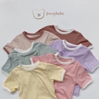 Bộ Đồ Cộc Tay Trẻ Em, Bộ Quần Áo Thun Tăm 100% Cotton Cho Bé Trai Và Bé Gái