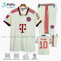 Bộ Đồ Đá Banh Jp, Clb Bayer 2025 Trắng kem có cổ, Vải Thun Lạnh Cao Cấp Cho Nam Nữ, Có In Tên Unisex Sport Top