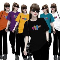 Bộ Đồ Dài Quần Suông Ống Rộng Nữ Form Rộng Thun Cotton Đắp Chữ Baggy Bông Xù Mặc Nhà, Dạo Phố, Hội Họp