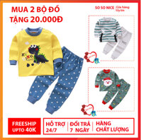 Bộ đồ dài tay cho bé trai và bé gái mặc thu đông vải cotton sợi bông tự nhiên dày dai đẹpK02 so so nice