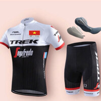 bộ đồ đạp xe Trek trắng đen bỉm cao su non cao cấp