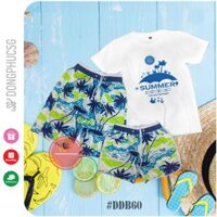 Bộ đồ đi biển nhóm hay cặp đôi gia đình gồm áo thun và quần hoạ tiết cây dừa nổi bật DDB60  DONGPHUCSG - Bé trai - Size M