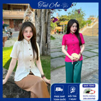 bộ đồ đi lễ cho nữ cách tân cổ tàu cộc tay mềm mịn ,Pháp phục lễ chùa đồ lam đi chùa  - TA
