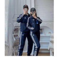Bộ đồ đôi nam nữ adidas thể thao, set bộ thu đông dài tay quần bo gấu, bộ thu đông chất umi dày đẹp form dáng thời trang