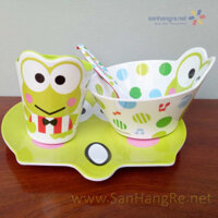 Bộ đồ dùng ăn hình Ếch xanh Keroppi cho bé hàng xuất Nhật 02