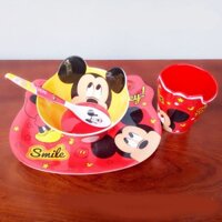 Bộ đồ dùng ăn hình Micky Mouse/Hello Kitty/Elsa cho bé hàng xuất Nhật 02 (giao mẫu ngẫu nhiên)